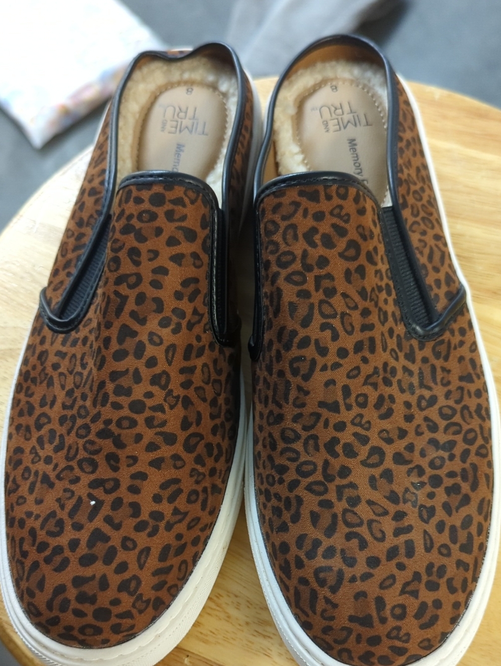 Time and Tru Brown Leopard Print Slip-On Sneakers